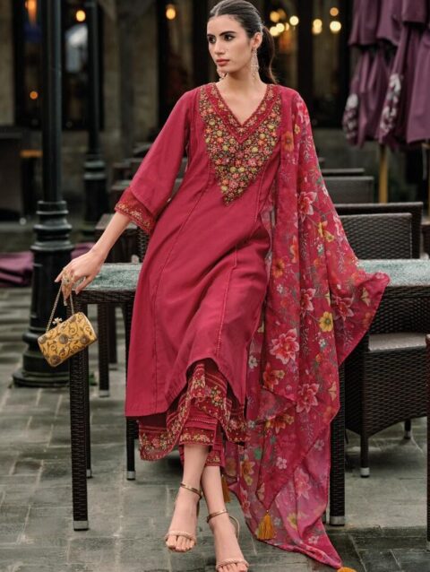 Begum Collection Red Salwar Suit